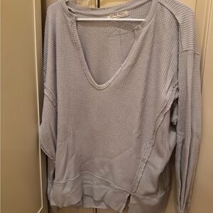 FP Movement by Free People Gray Waffle Knit Top